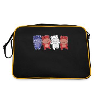 Hippo for the Fourth of July USA flag - Retro Bag - black/gold - Back
