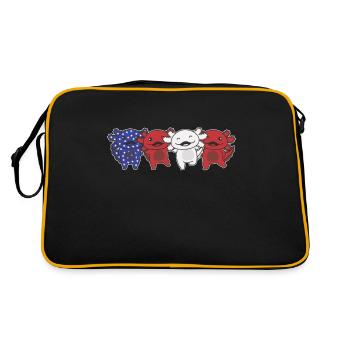 Axolotl for the Fourth of July USA flag Axolotls - Retro Bag - black/gold - Back