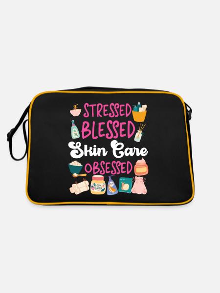 Cute Licensed Esthetician Skincare - Retro Tasche - Schwarz/Gold - Hinten