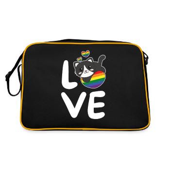 Regenbogen Flag Pride LGBTQ süßer Katze Love - Retro Tasche - Schwarz/Gold - Hinten