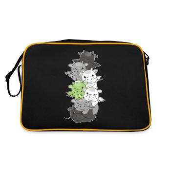 Agender Flag Pride LGBTQ Cute Dragon Stack - Retro Bag - black/gold - Back