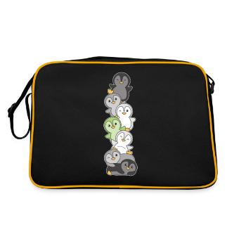 Agender Flag Pride LGBTQ Cute Penguin Stack - Retro Bag - black/gold - Back