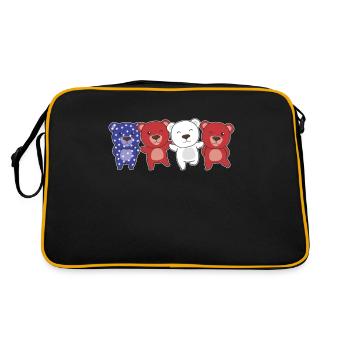 Bear for the Fourth of July USA flag bears - Retro Bag - black/gold - Back