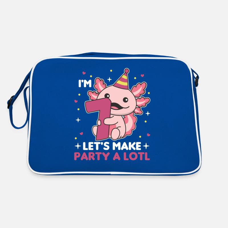 7. Geburtstag Axolotl sieben Jahre süß Axolotls Retro Tasche
