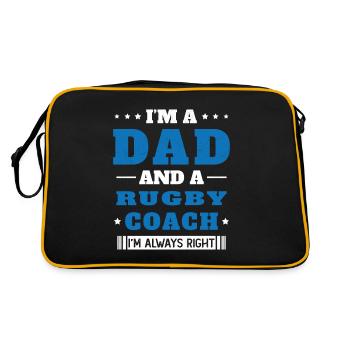 Vater und ein Rugby-Trainer schenken Humor - Retro Tasche - Schwarz/Gold - Hinten