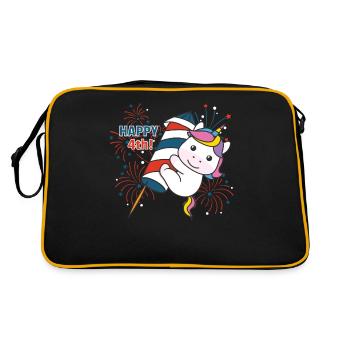 Unicorn for the Fourth of July Fireworks Rocket - Retro Bag - black/gold - Back