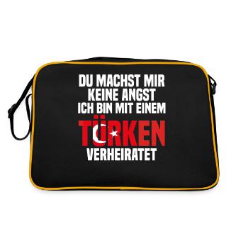 Du machst mir Keine Angst ich bin mit einem Türken - Retro Tasche - Schwarz/Gold - Hinten