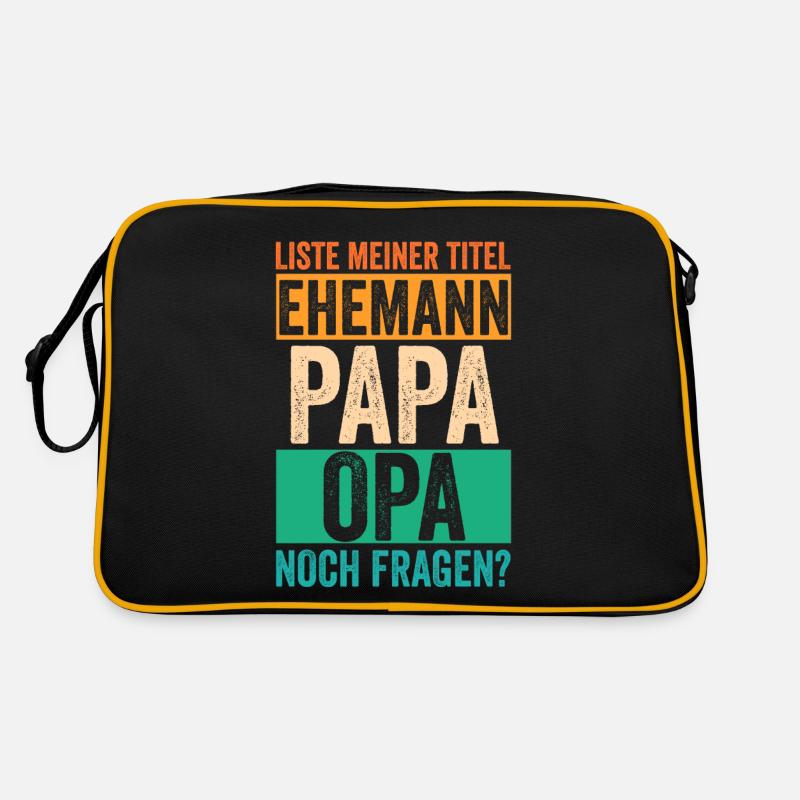 Beste Papa Und Opa Der Ever - Retro Tasche - Schwarz/Gold