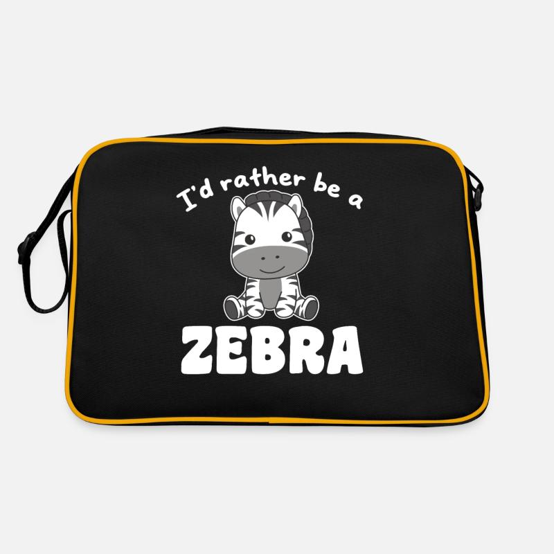 Ich wäre lieber ein Zebra - süßes Zebra - Retro Tasche - Schwarz/Gold