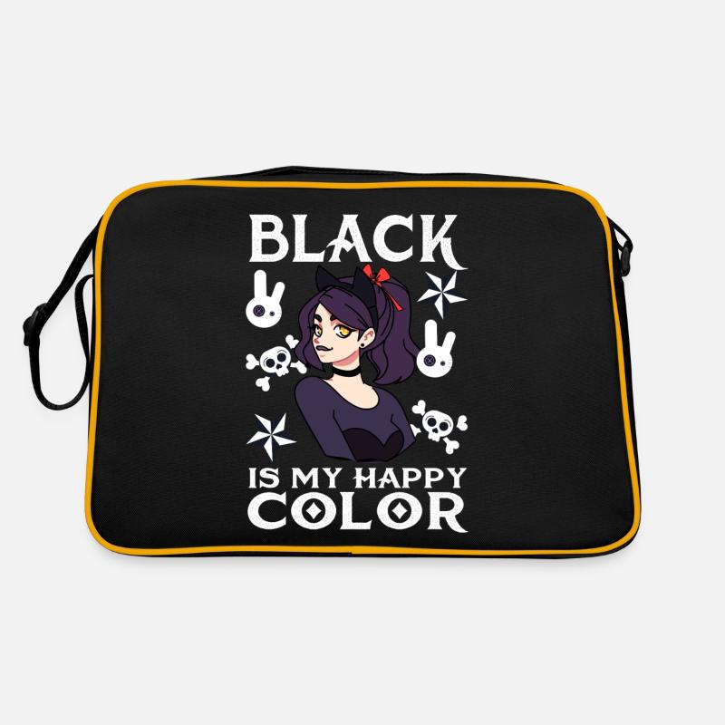 Lustige Gothic Goth - Retro Tasche - Schwarz/Gold