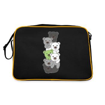 Agender Flag Pride LGBTQ Cute Bear Stack - Retro Bag - black/gold - Back