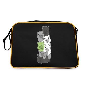 Agender Flag Pride LGBTQ Cute Capybara Stack - Retro Bag - black/gold - Back