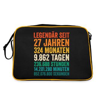 27 Jahre Siebenundzwanzigster Geburtstag - Retro Tasche - Schwarz/Gold - Hinten