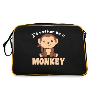 I'd rather be a monkey - cute monkey - Retro Bag - black/gold - Back