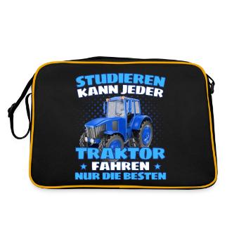 Lustiger Traktor Spruch Landwirt oder Bauer - Retro Tasche - Schwarz/Gold - Hinten