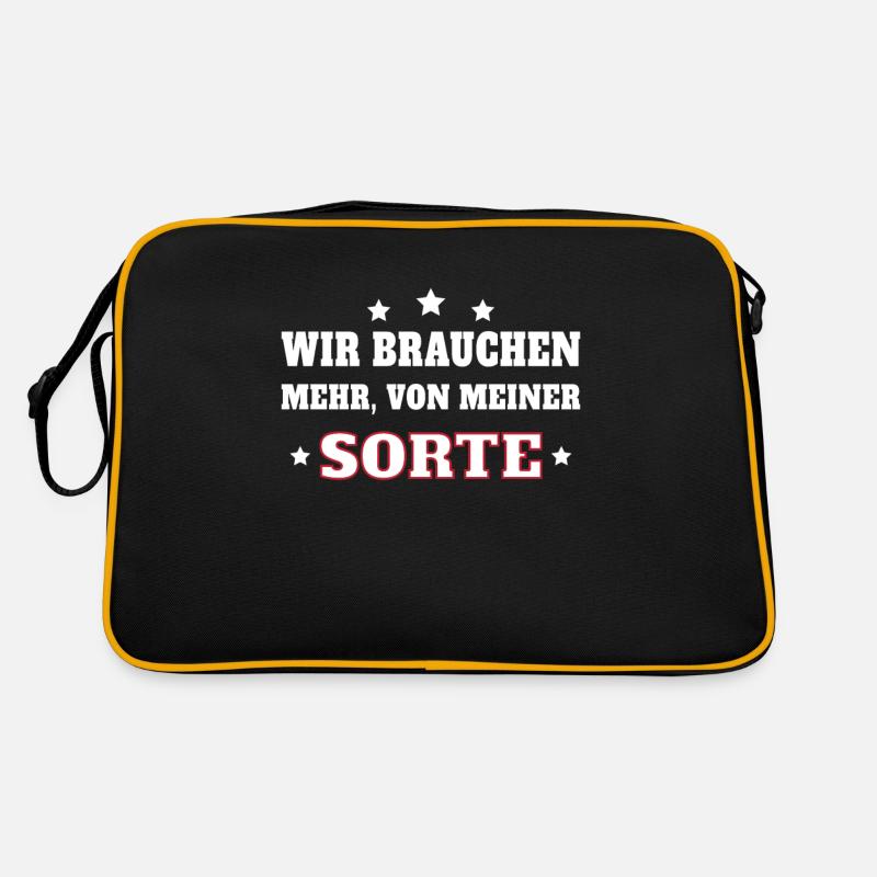 Wir Brauchen Mehr Von Meiner Sorte. - Retro Tasche - Schwarz/Gold