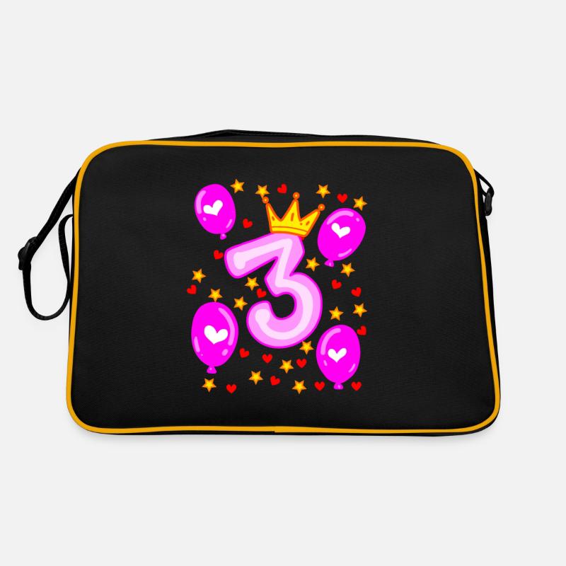 3. Geburtstag Mädchen Luftballons Krone Sterne Retro Tasche
