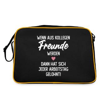 Wenn aus Kollegen Freunde werden Abschied - Retro Tasche - Schwarz/Gold - Hinten