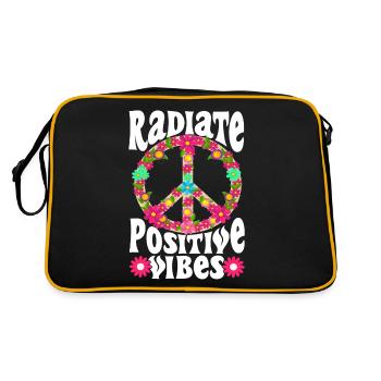 Hippie Be Kind Kindness Peace - Retro Bag - black/gold - Back