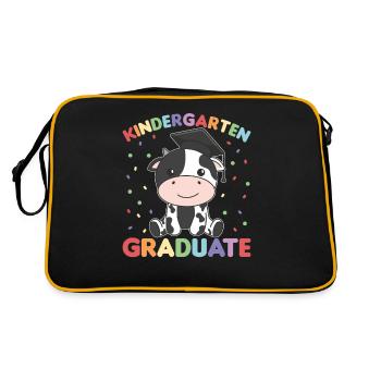 Kids Kindergarten graduate Kuh Graduation - Retro Tasche - Schwarz/Gold - Hinten