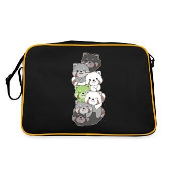 Agender Flag Pride LGBTQ Cute Red Panda Stack - Retro Bag - black/gold - Back
