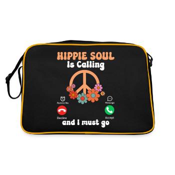 Funny hippie peace - Retro Bag - black/gold - Back