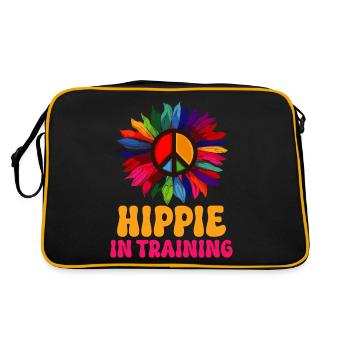 Funny Hippie Peace Groovy - Retro Bag - black/gold - Back