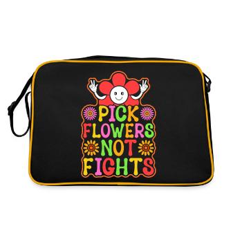 Drôle Hippie Floral Paix Bonté - Sac Retro - noir/or - Dos