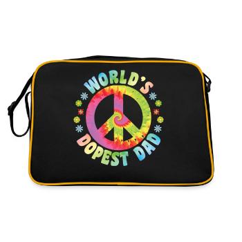 Hippie Papa Krawatte Färben Frieden - Retro Tasche - Schwarz/Gold - Hinten