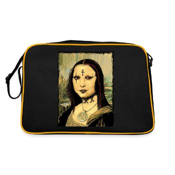 Gothic Goth Mona Lisa - Retro Tasche - Schwarz/Gold - Hinten