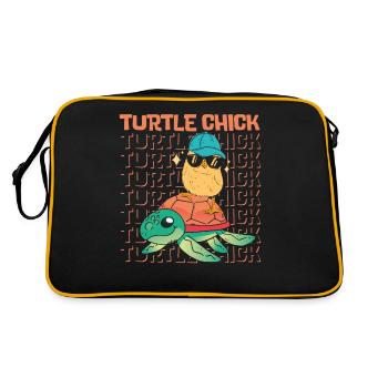 Sea Turtle Tortoise Chicken Turtle - Retro Tasche - Schwarz/Gold - Hinten