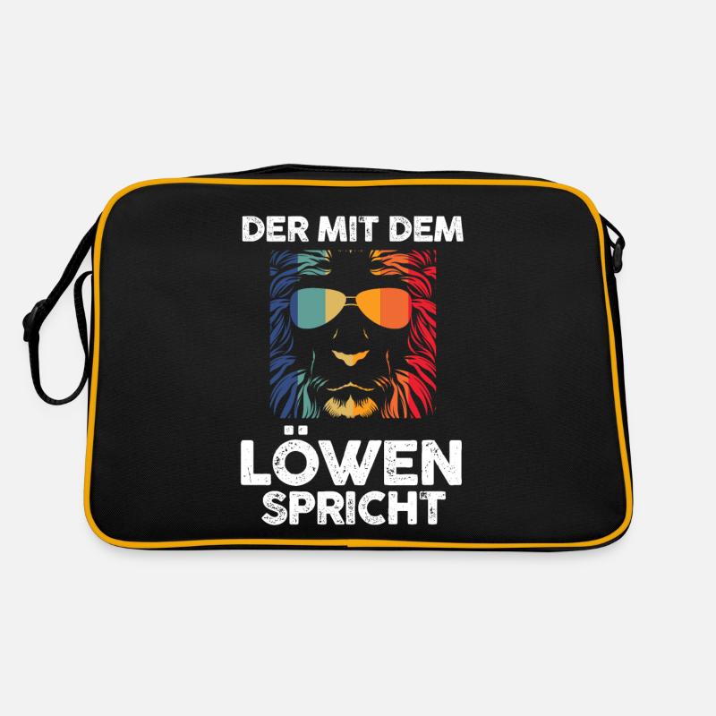 Löwe Löwen - Retro Tasche - Schwarz/Gold