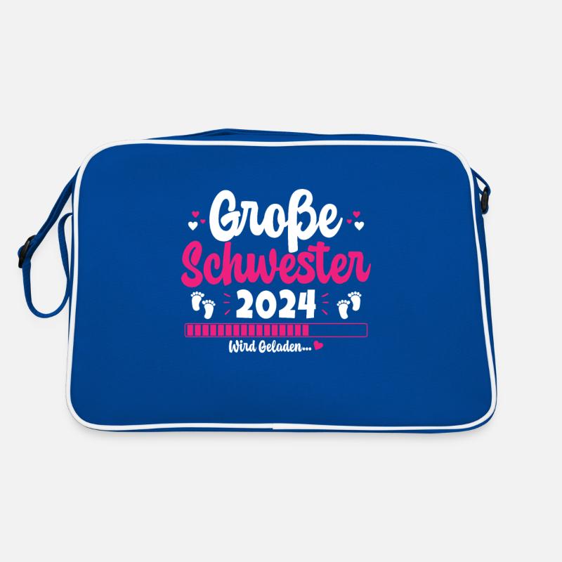 Kinder Ich werde Große Schwester 2024 Verkündung Retro Tasche