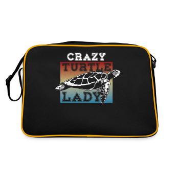 Sea Turtle Tortoise Crazy Turtle - Retro Tasche - Schwarz/Gold - Hinten