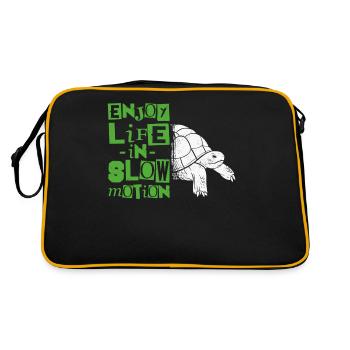 Sea Turtle Tortoise Enjoy Life In - Retro Bag - black/gold - Back