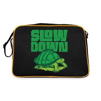 Sea Turtle Tortoise Slow Down - Retro Bag - black/gold - Back