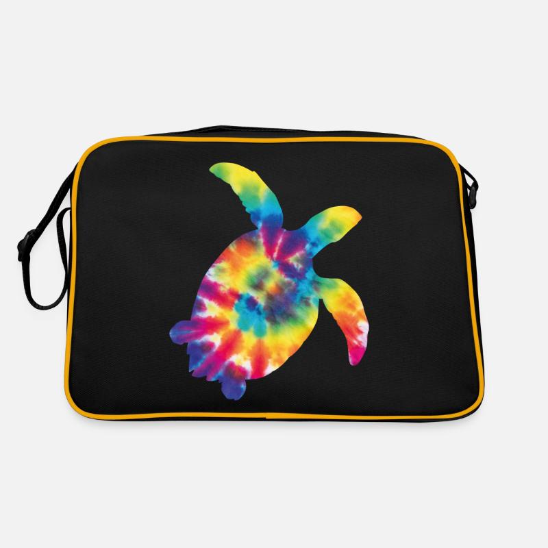 Sea Turtle Tortoise Tie Dye - Retro Tasche - Schwarz/Gold