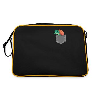Sea Turtle Tortoise Pocket - Retro Bag - black/gold - Back