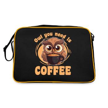 Eulen Wortspiel für Kaffeetrinker - Kaffee Eulen - Retro Tasche - Schwarz/Gold - Hinten