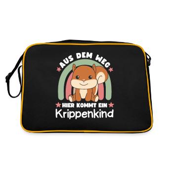 Aus Dem Weg Hier Kommt Ein Krippenkind - Retro Tasche - Schwarz/Gold - Hinten