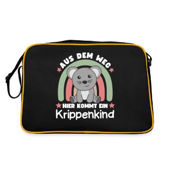 Aus Dem Weg Hier Kommt Ein Krippenkind Maus - Retro Tasche - Schwarz/Gold - Hinten