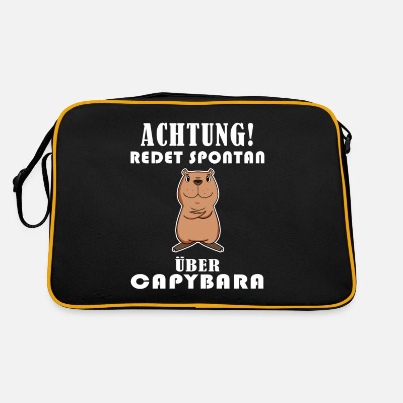 Capybara Wasserschwein - Retro Tasche - Schwarz/Gold