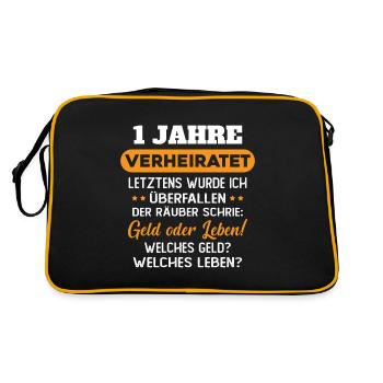 1 Jahre verheiratet zynisch 1 Hochzeitstag - Retro Tasche - Schwarz/Gold - Hinten