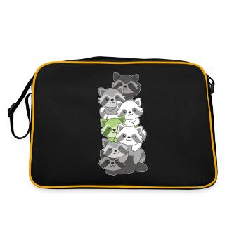 Agender Flag Pride LGBTQ Cute Raccoon Stack - Retro Bag - black/gold - Back
