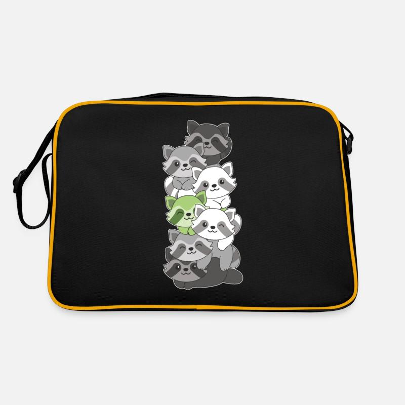 Agender Flag Pride LGBTQ süßer Waschbär Stapel Retro Tasche