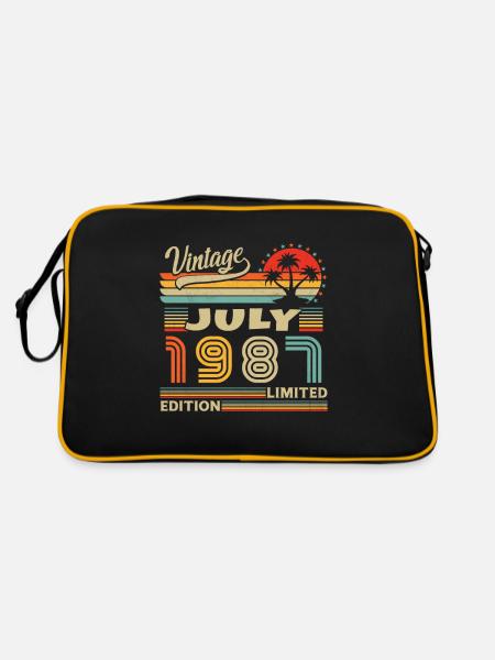 Vintage Juli 1987, Retro Geburtstagsgeschenk - Retro Tasche - Schwarz/Gold - Hinten