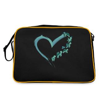 Sea Turtle Tortoise Heart - Retro Bag - black/gold - Back