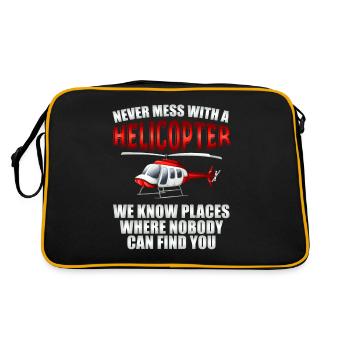 Cadeau de vol de pilote d'avion d'hélicoptère - Sac Retro - noir/or - Dos