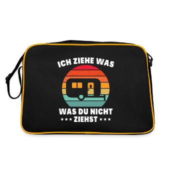 Ich ziehe was was du nicht ziehst Wohnwagen Camper - Retro Tasche - Schwarz/Gold - Hinten