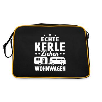 echte kerle ziehen wohnwagen - Retro Tasche - Schwarz/Gold - Hinten